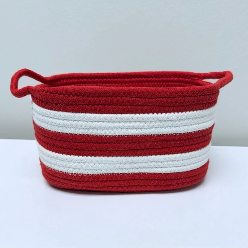 Target Bullseye Playground Red & White Striped Rope Basket, New